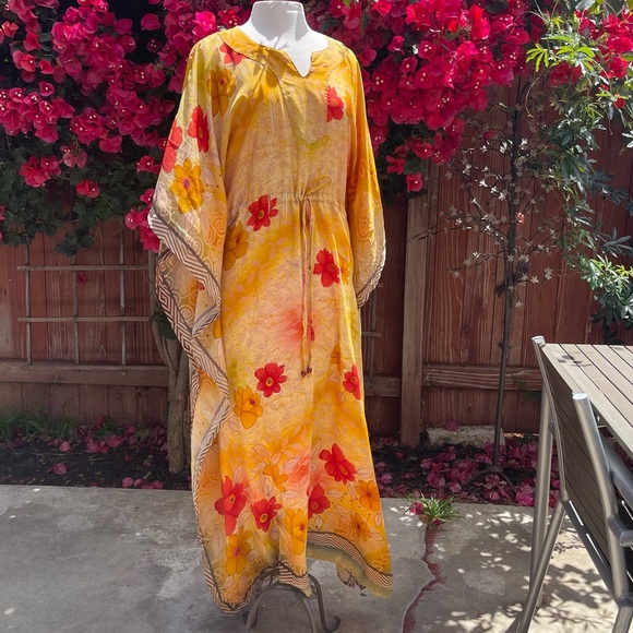 Colorful Vintage Silk Caftan - Picture 2 of 11